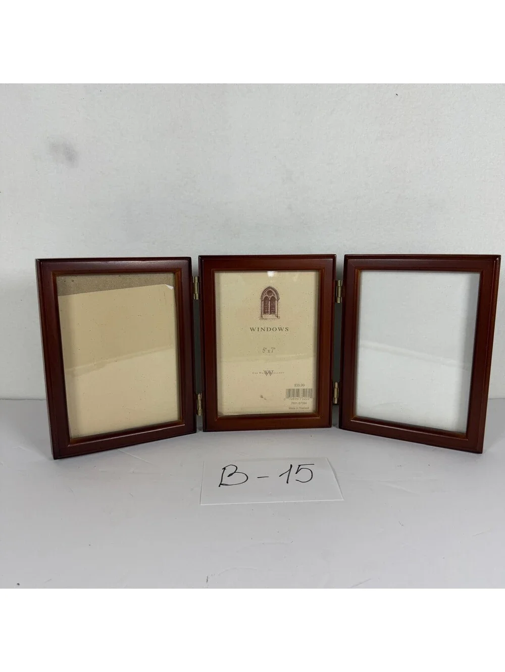 The West Elm Gallery Windows Tri-Fold 5x7 Photo Frame Wood B-15